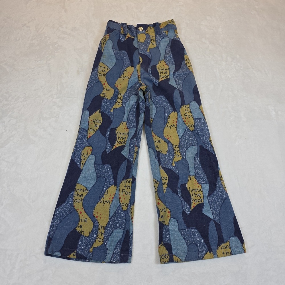 Vintage Kids Winnie The Pooh Pants Kids 6X Disney‎ Sears 70's 80's Flare Leg